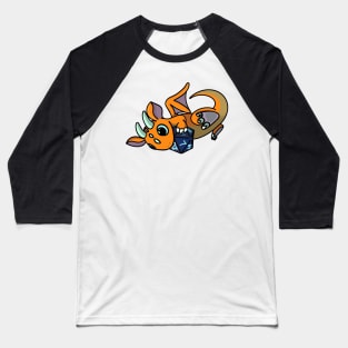 Flying Cute Orange and Blue Dice Goblin Dragon Baby Baseball T-Shirt